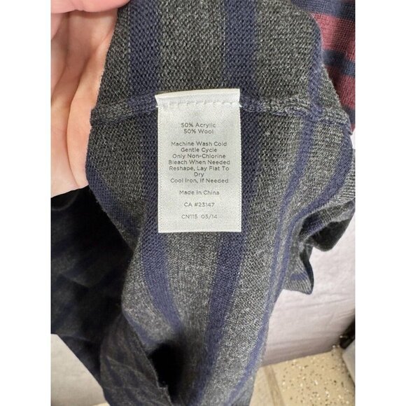 Talbots Sweater Dress Womens Large Burgundy Gray Wool Blend Stripe Sheath Pocket - Picture 5 of 12